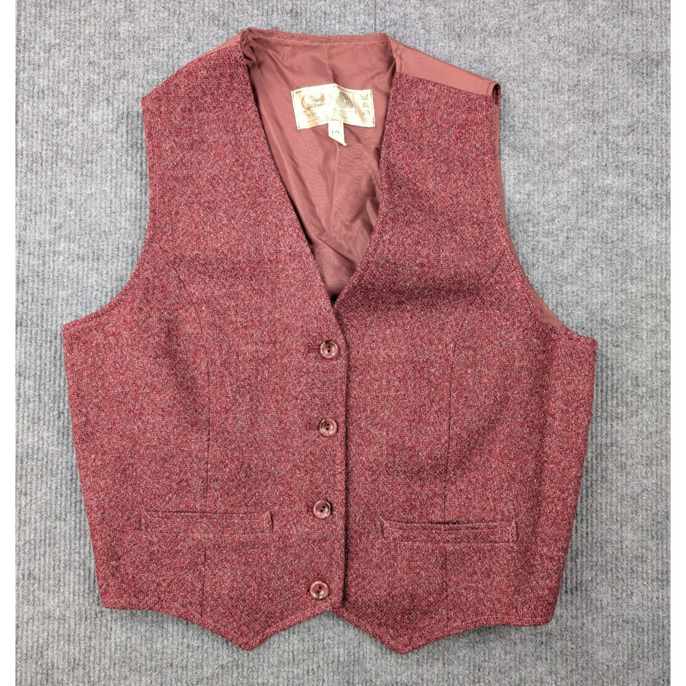 Edinburg Woollen Mill Skirt Suit Set Women 10 3 Piece Vintage Red Pleated Retro - Picture 9 of 16